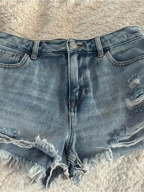 PacSun Light Blue Distressed Denim Cutoff Shorts